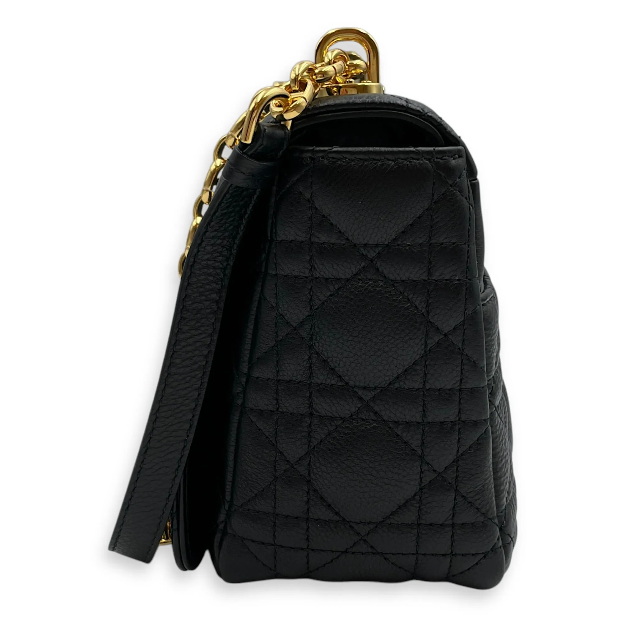Dior Caro Black Crossbody Bag in Calfskin, Gold hardware