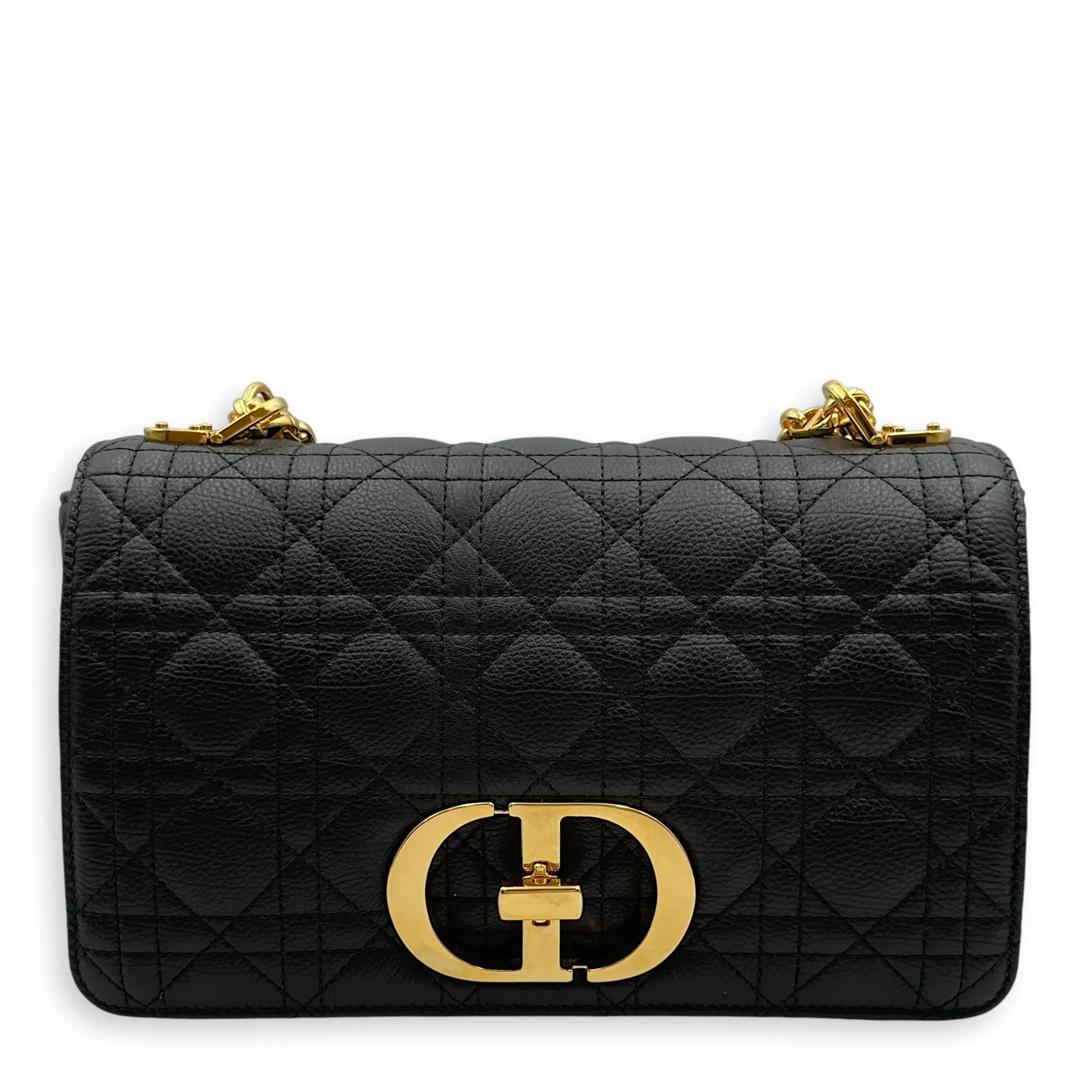 Dior Caro Black Crossbody Bag in Calfskin, Gold hardware