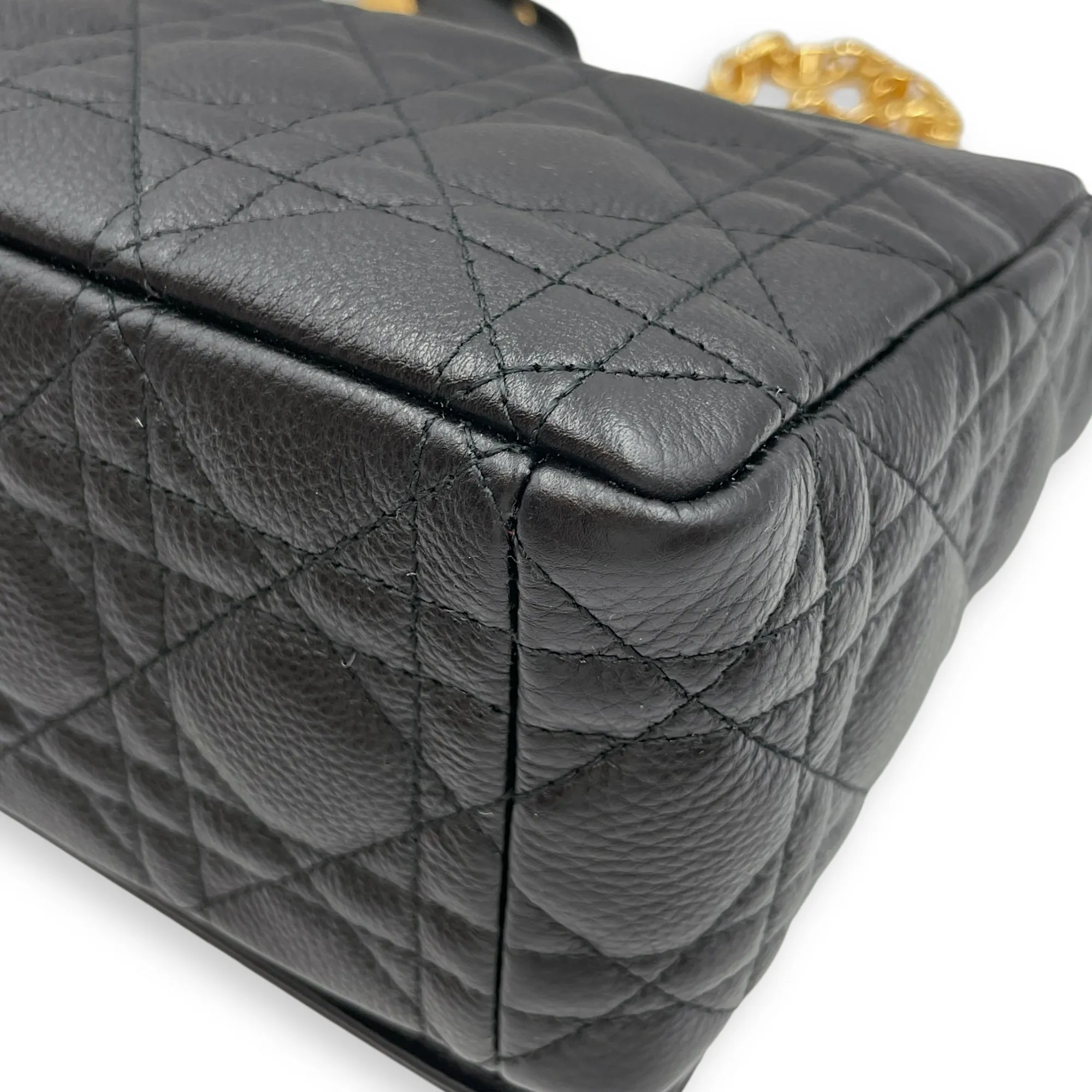 Dior Caro Black Crossbody Bag in Calfskin, Gold hardware