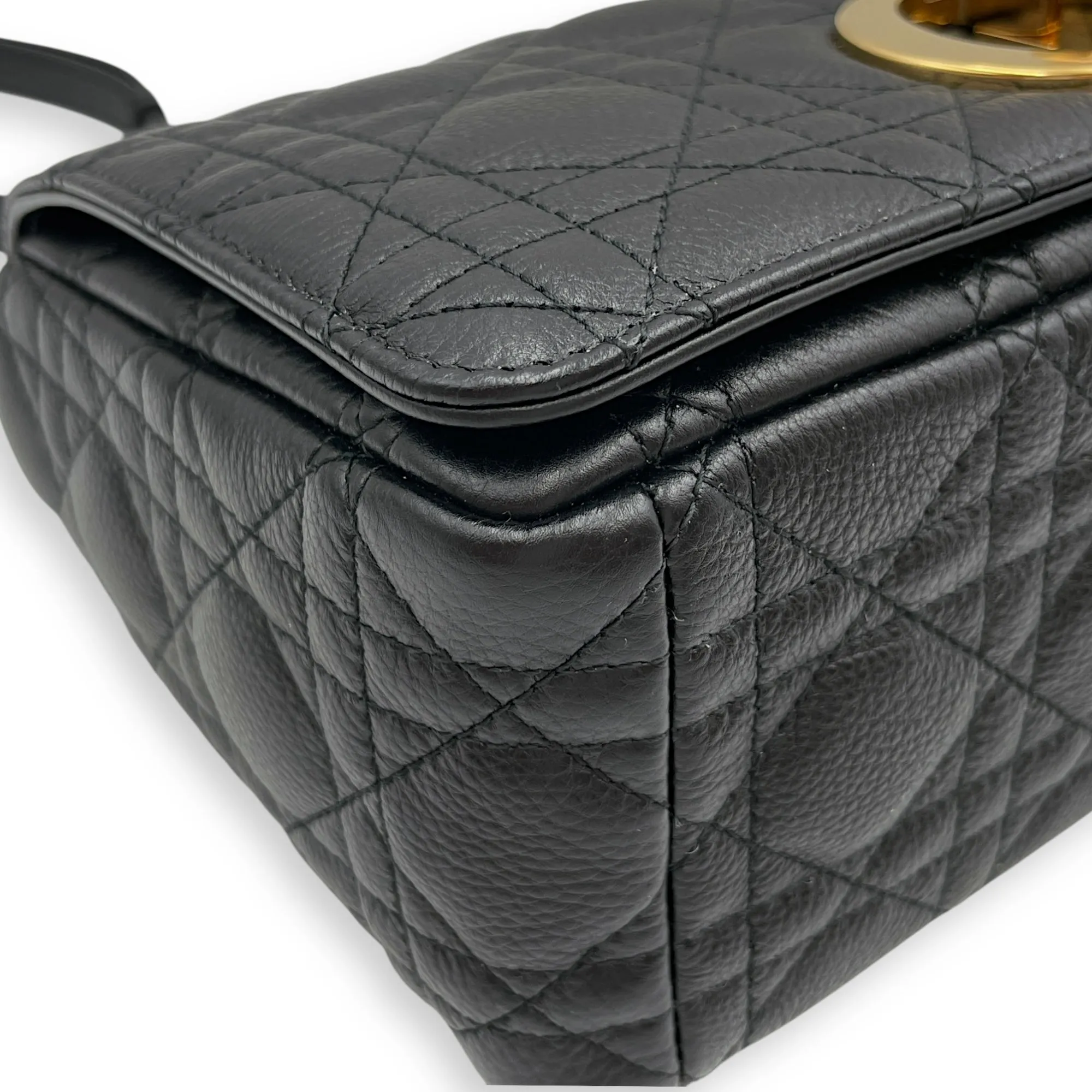 Dior Caro Black Crossbody Bag in Calfskin, Gold hardware