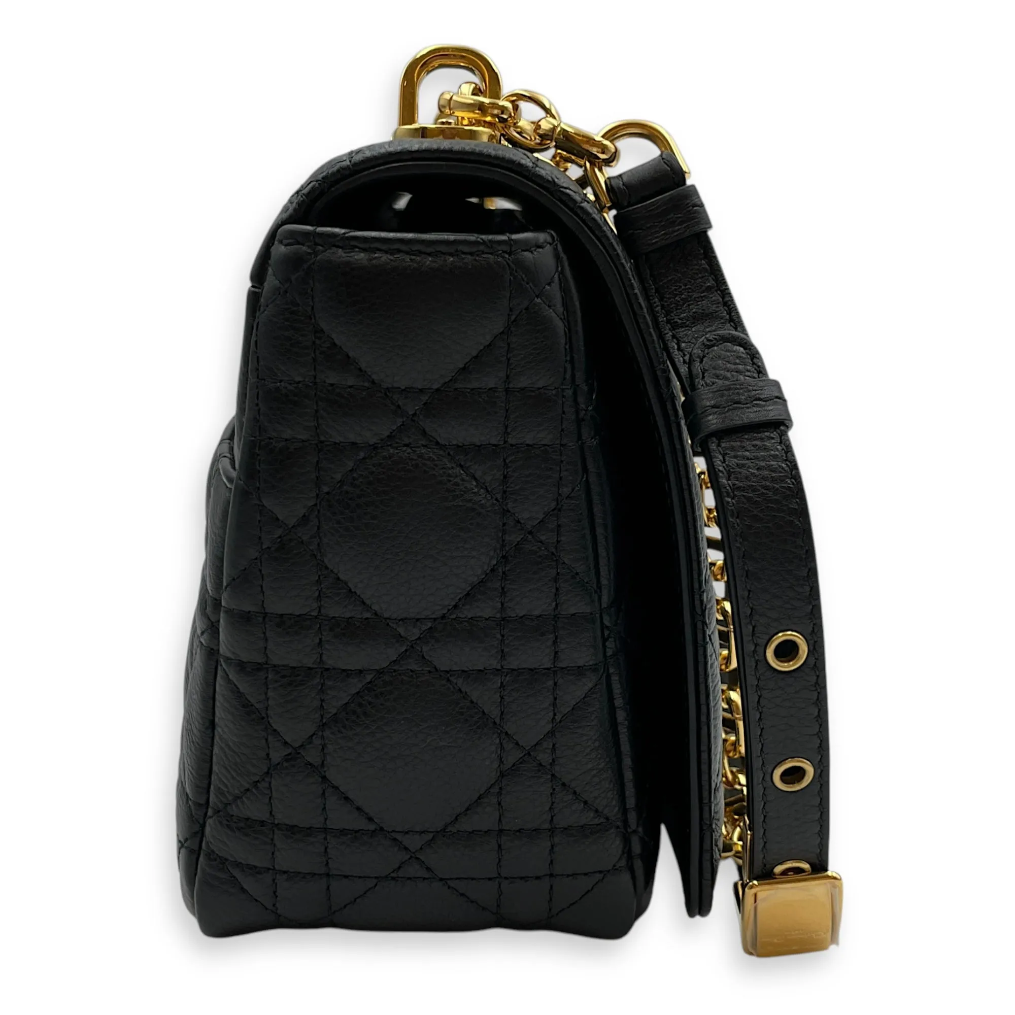 Dior Caro Black Crossbody Bag in Calfskin, Gold hardware