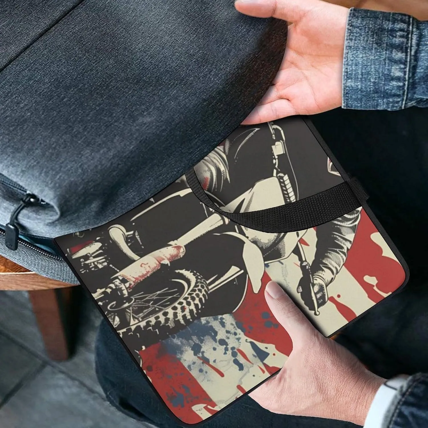 Dirt Bike U.S. Flag Motocross Biker Laptop Sleeve Bag Computer Protective Case Handbag Shoulder Bags
