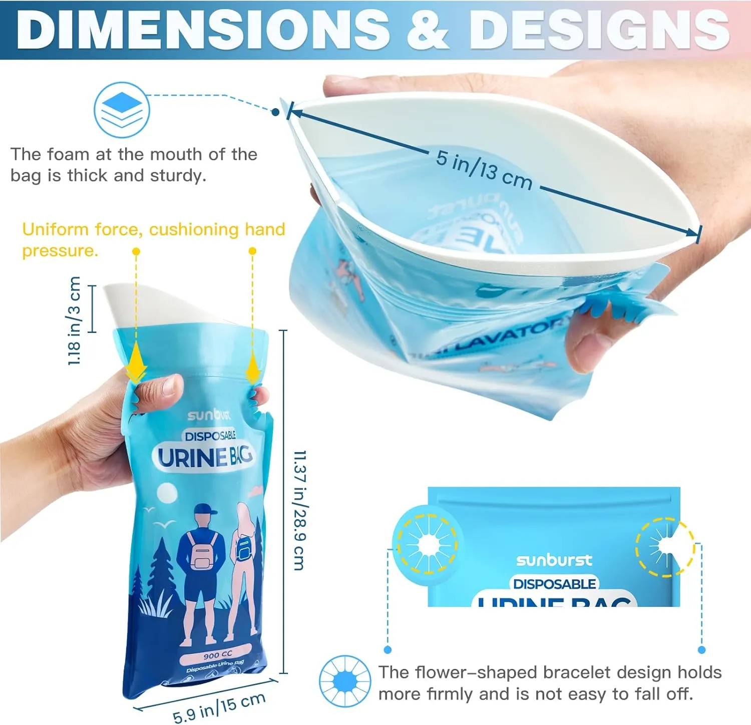 Disposable Urine Bags,900ML Pee Bags for Travel for Women/Men with Big Funnel,Leak-Proof Emergency Portable Travel Urinal and Vomit Bags for Travel,Car,Camping,Traffic,Pregnant, Patient, Kids