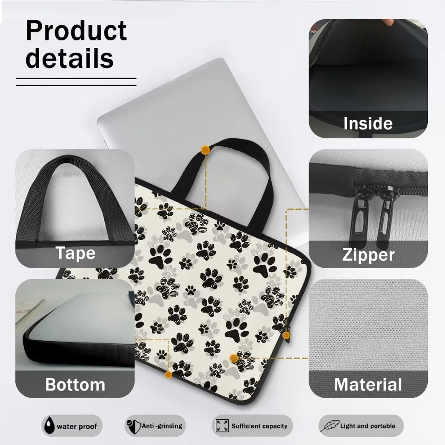 Dog Paw Laptop Case Computer Carrying Bag Laptop and Tablet Case Laptop Tote for Teens Girls Boys Men Women
