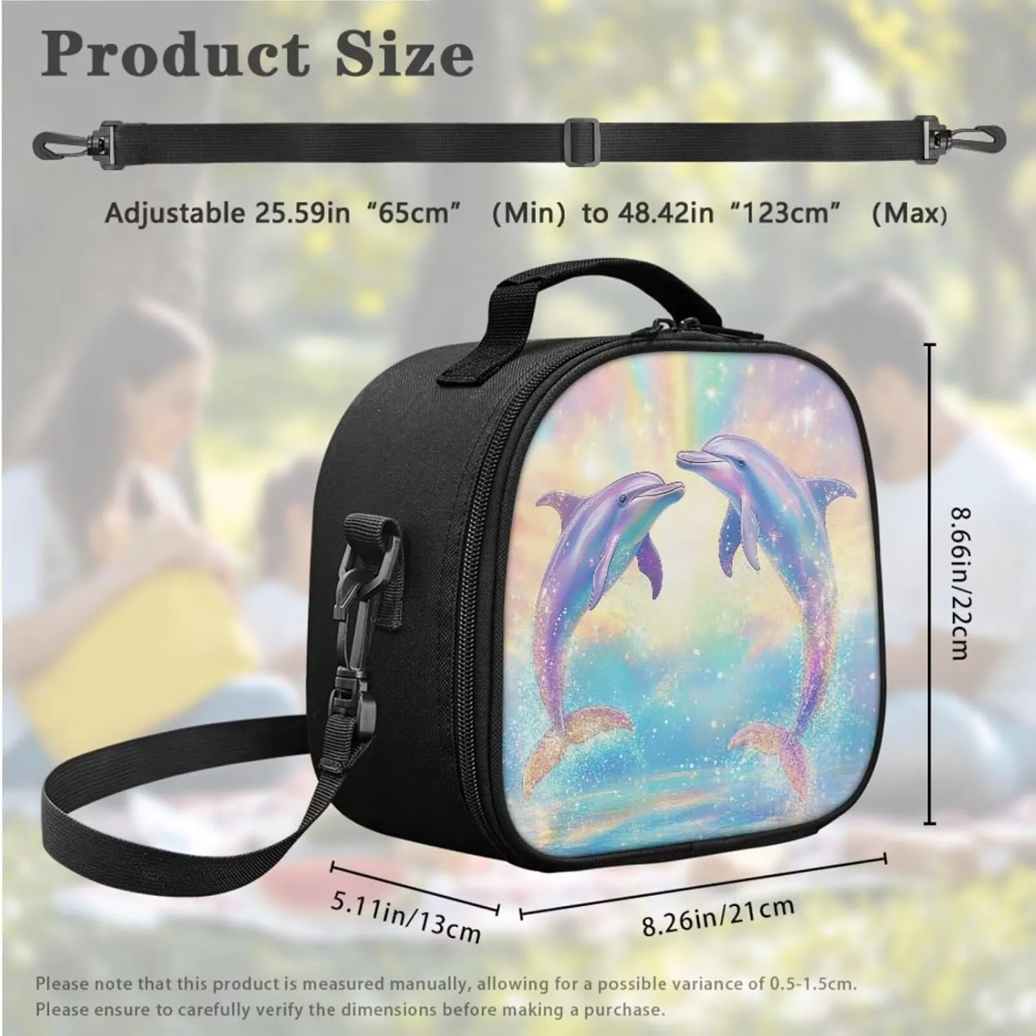 Dolphins Kid Lunch Box with Chopsticks Pouch for Picnic Camping Utensils Washable Leakproof Kids Lunch Bag Boys and Tableware Box for School