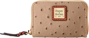 Dooney & Bourke Wallet, Ostrich Large Zip Around Credit Card Case Wallet - Brown