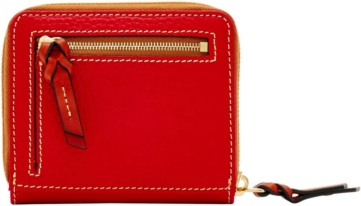 Dooney & Bourke Wallet, Pebble Grain Small Zip Around Wallet - Red