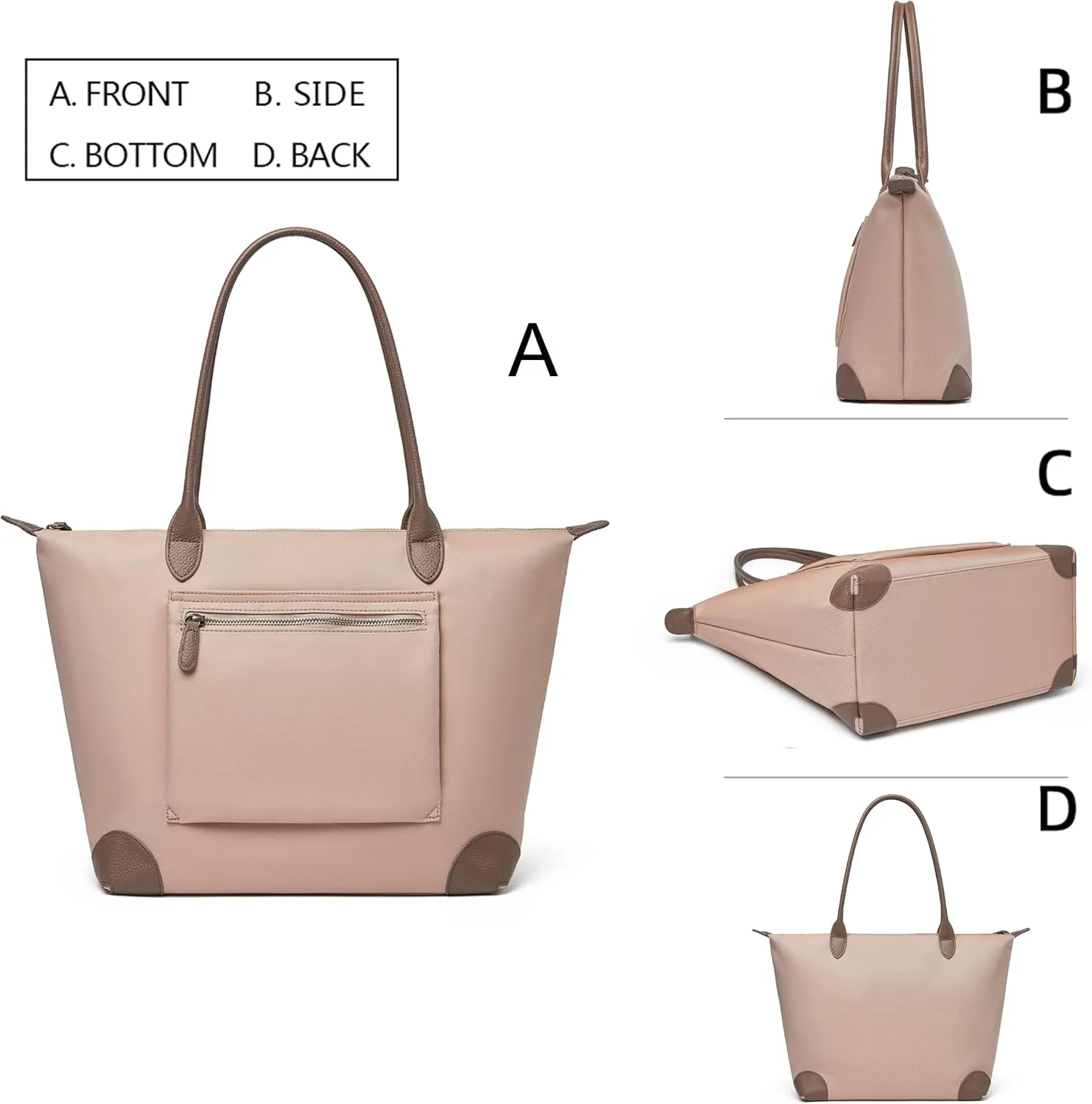 DORIS&JACKY Tote Bag For Women Large Lightweight Designer Leather Nylon Work Shoulder Bag And Foldable Travel Purse