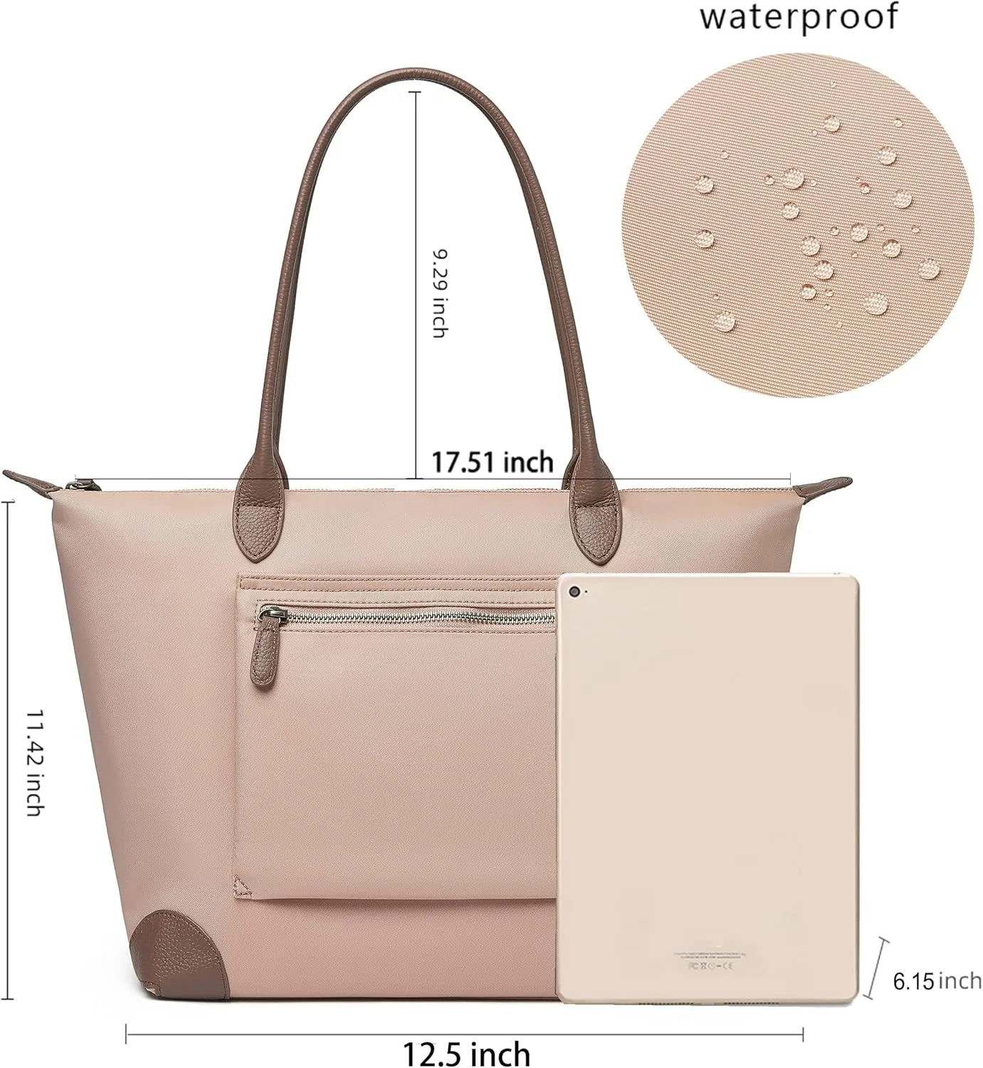 DORIS&JACKY Tote Bag For Women Large Lightweight Designer Leather Nylon Work Shoulder Bag And Foldable Travel Purse