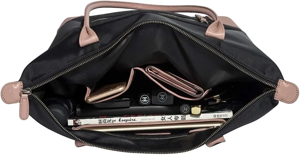 DORIS&JACKY Tote Bag For Women Large Lightweight Designer Leather Nylon Work Shoulder Bag And Foldable Travel Purse