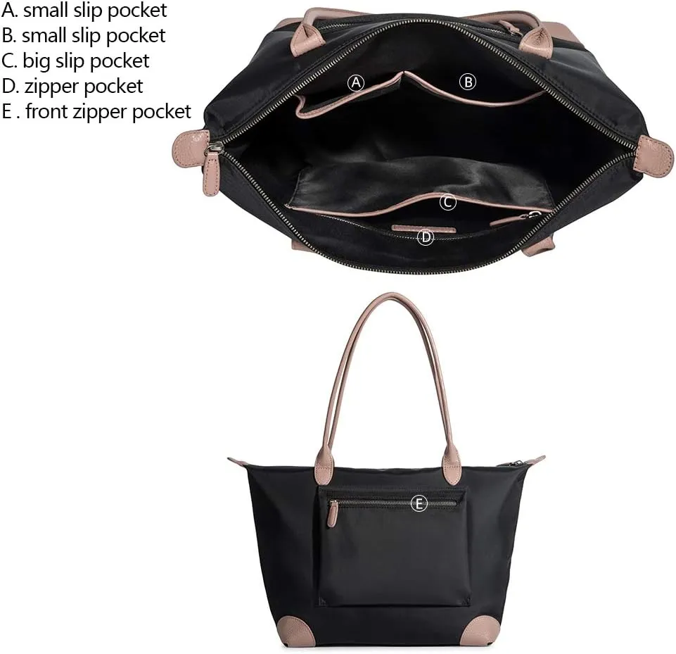 DORIS&JACKY Tote Bag For Women Large Lightweight Designer Leather Nylon Work Shoulder Bag And Foldable Travel Purse