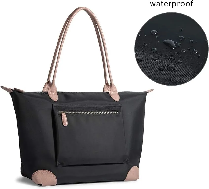 DORIS&JACKY Tote Bag For Women Large Lightweight Designer Leather Nylon Work Shoulder Bag And Foldable Travel Purse