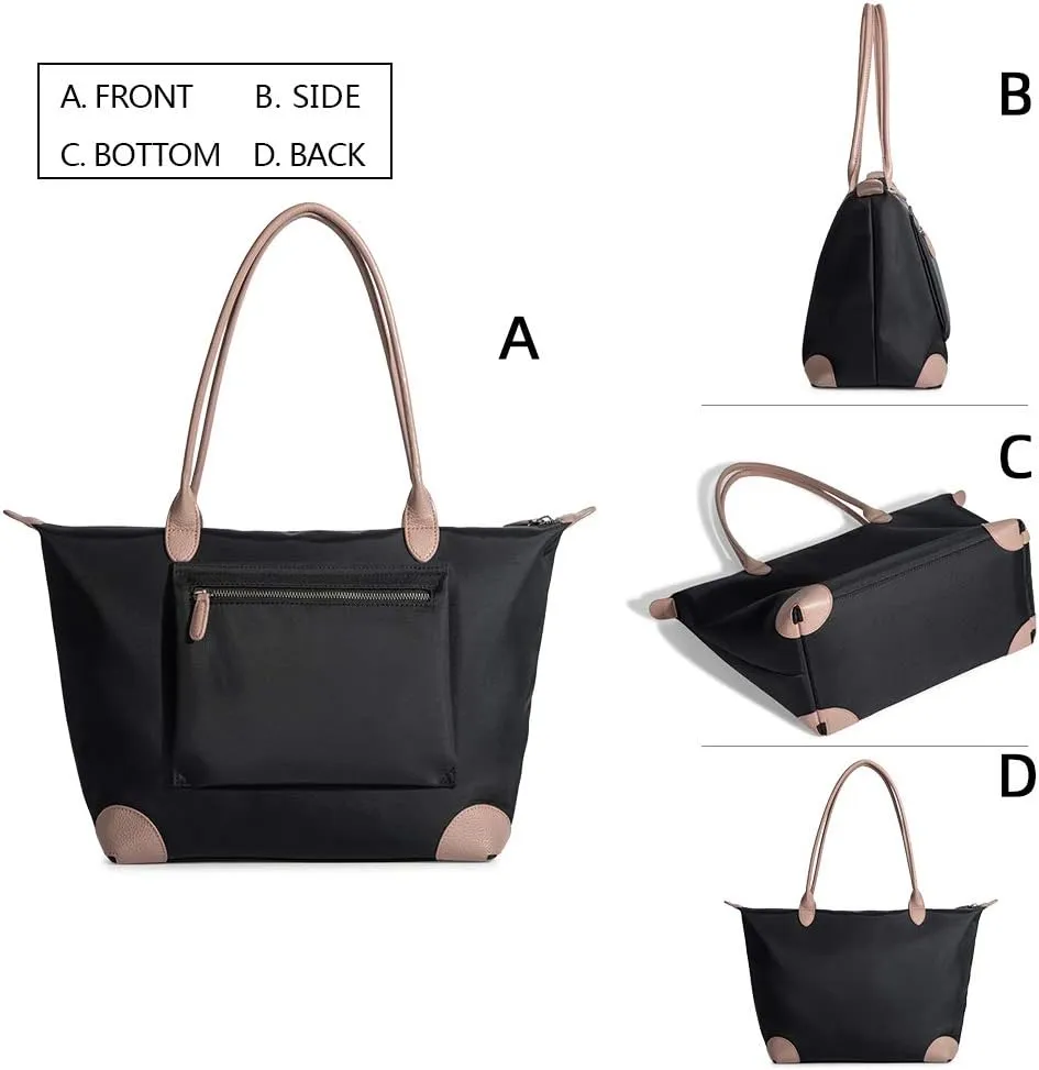 DORIS&JACKY Tote Bag For Women Large Lightweight Designer Leather Nylon Work Shoulder Bag And Foldable Travel Purse