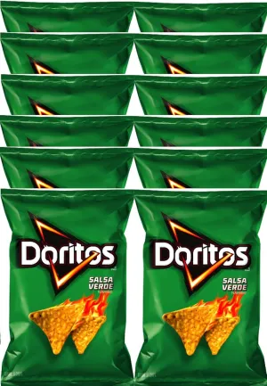 Doritos Salsa Verde Flavored Tortilla Chips 10 oz Bags (12)