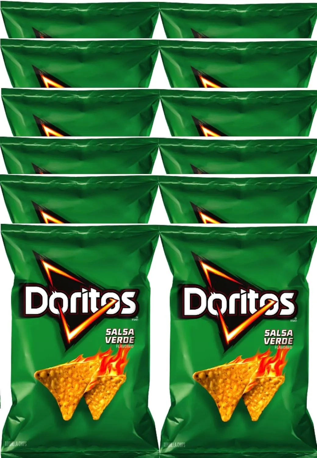 Doritos Salsa Verde Flavored Tortilla Chips 10 oz Bags (12)