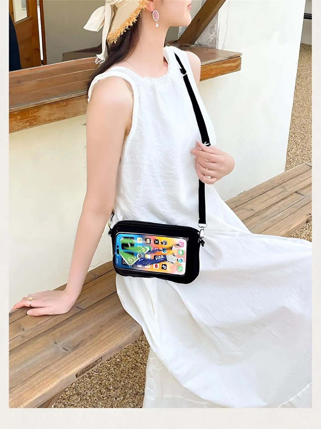 DQL Lightweight Cross Body iPhone Case Holder for Women -Phone case with Lanyard Clear Cell Phone Crossbody Bags/Purse/Wallet for Concert Football Games Sports Stadium Events