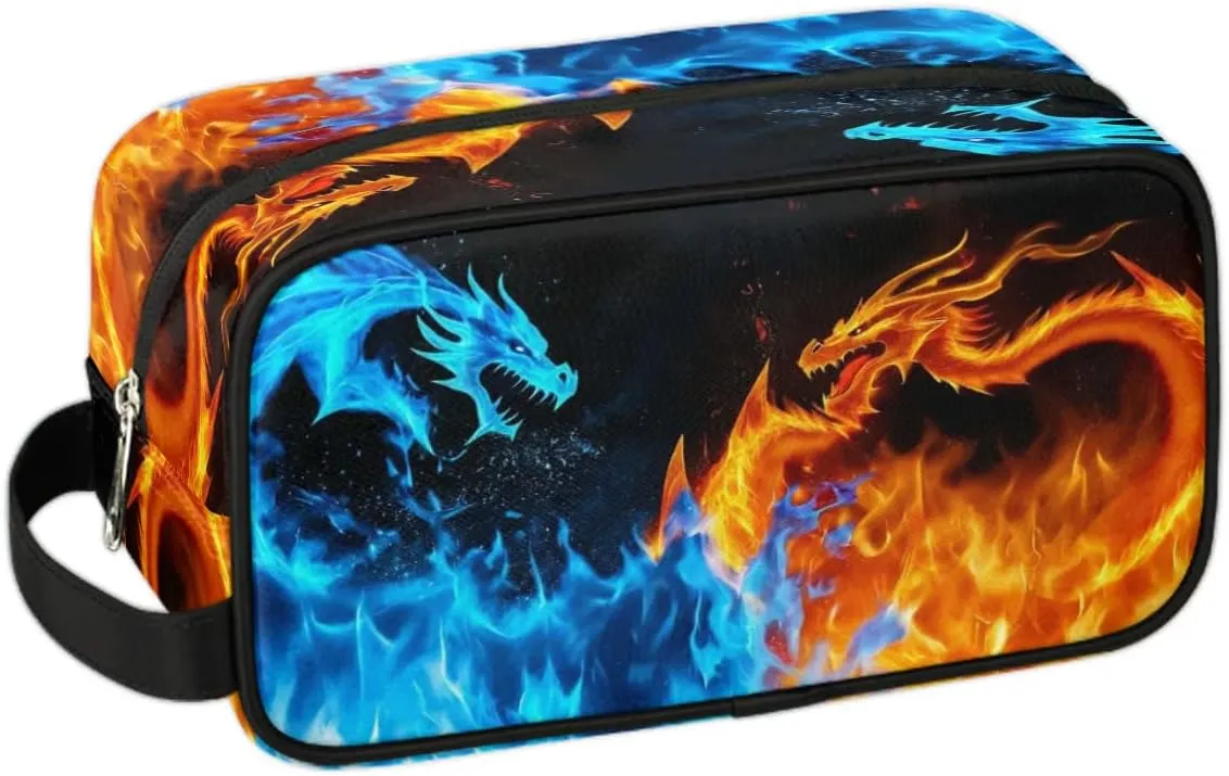 Dragon Water Fire Hanging Toiletry Bag,Travel Hygiene Kits for Boys Mens,Waterproof Makeup Carry-on Bags,Cosmetic Bag,TSA Approved Shave Dopp Kit for Toiletries Shower Bathroom Accessories Gifts