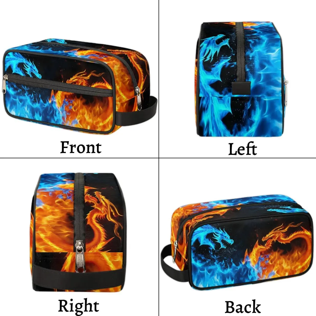 Dragon Water Fire Hanging Toiletry Bag,Travel Hygiene Kits for Boys Mens,Waterproof Makeup Carry-on Bags,Cosmetic Bag,TSA Approved Shave Dopp Kit for Toiletries Shower Bathroom Accessories Gifts