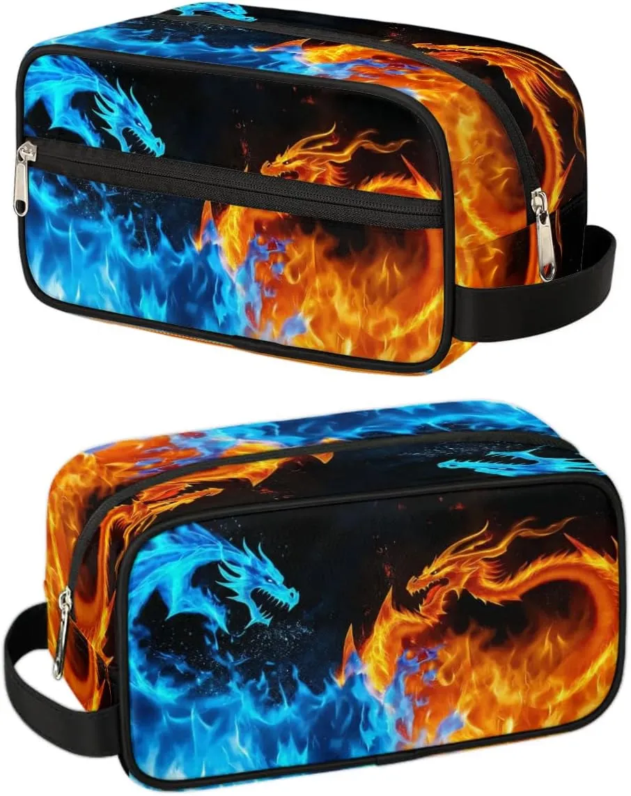 Dragon Water Fire Hanging Toiletry Bag,Travel Hygiene Kits for Boys Mens,Waterproof Makeup Carry-on Bags,Cosmetic Bag,TSA Approved Shave Dopp Kit for Toiletries Shower Bathroom Accessories Gifts
