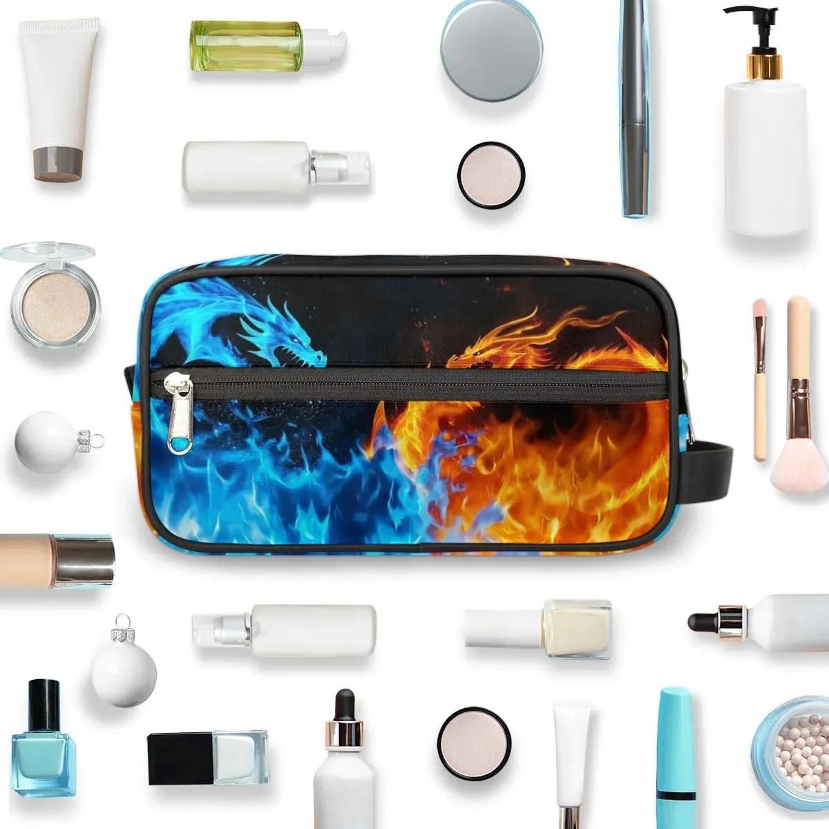 Dragon Water Fire Hanging Toiletry Bag,Travel Hygiene Kits for Boys Mens,Waterproof Makeup Carry-on Bags,Cosmetic Bag,TSA Approved Shave Dopp Kit for Toiletries Shower Bathroom Accessories Gifts