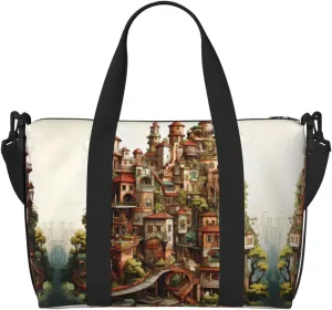 Dream Castle Crossbody handbag, travel casual handbag, suitable for work, travel, fitness, tourism, women's zipper storage bag,