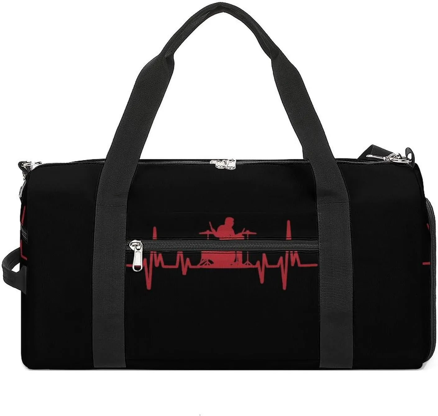 Drum Drummer Heartbeat Large Gym Bag Duffel Bags Waterproof Sports Luggage with Shoes Compartment for Travel Overnight, style