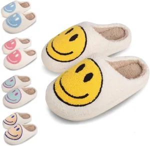 dubuto Smile Face Slippers for Girls Boys, Cute Soft Plush Anti-slip House Kids Girls Slippers with Memory Foam Warm Cartoon Happy face Shoes for Indoor Outdoor