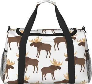 Duffle Bag for Travel, cute moose horns elk cartoon Weekender Overnight Duffel Bag, Carry On Bag Gym Bag for Women Men, Personal Item Travel Bag
