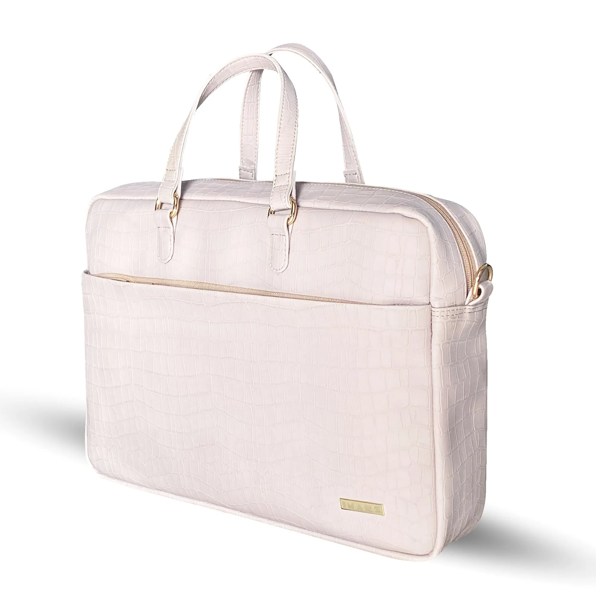Durable Office Bag Beige | Vegan Leather Laptop Bag with Reinforced Stitching