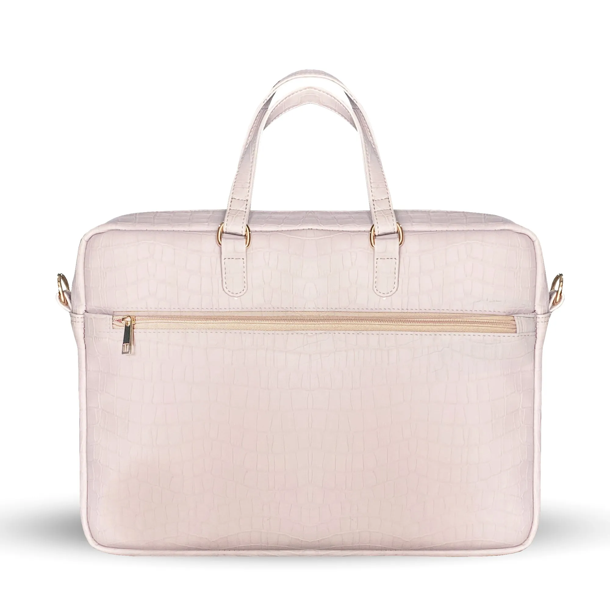 Durable Office Bag Beige | Vegan Leather Laptop Bag with Reinforced Stitching