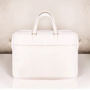 Durable Office Bag Beige | Vegan Leather Laptop Bag with Reinforced Stitching