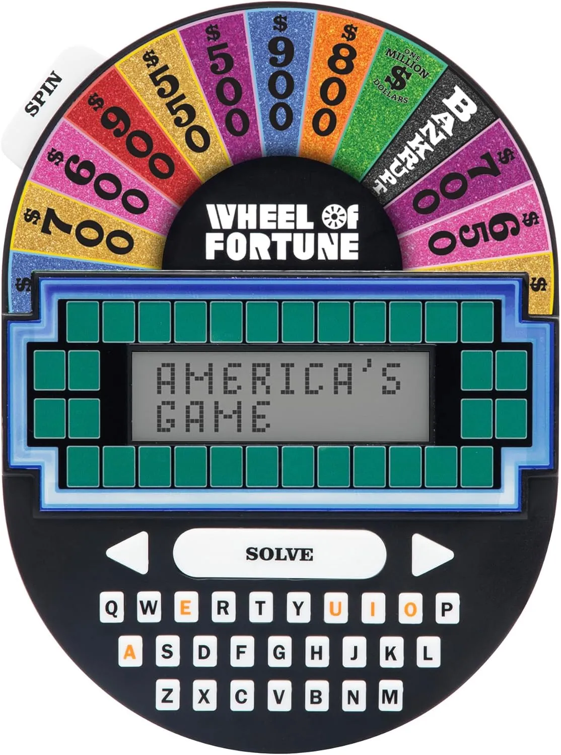 Educational Insights Wheel of Fortune Game - Handheld Electronic Game, Great for Travel, Classic Retro Party Games for Kids, Teens & Adults, Word Puzzle Challenge & Entertaining Gift for Ages 8 