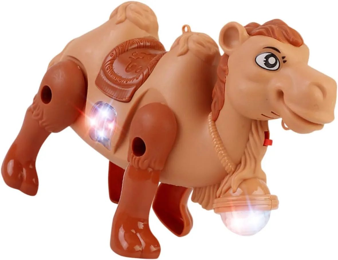 Electric Camel with Music Walking Function Pull String Present for Party Decoration Cartoon Camel Model for Birthdays Holidays