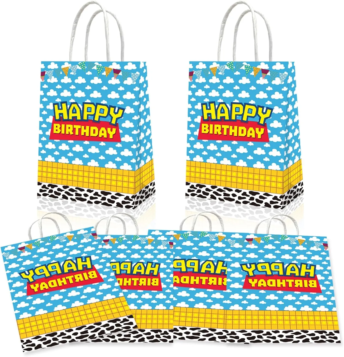 Eleventheart 20 Pcs Cartoon Story Birthday Decorations Blue Sky White Cloud Toy Theme Gift Bags for Boys and Girls kid party Supplies