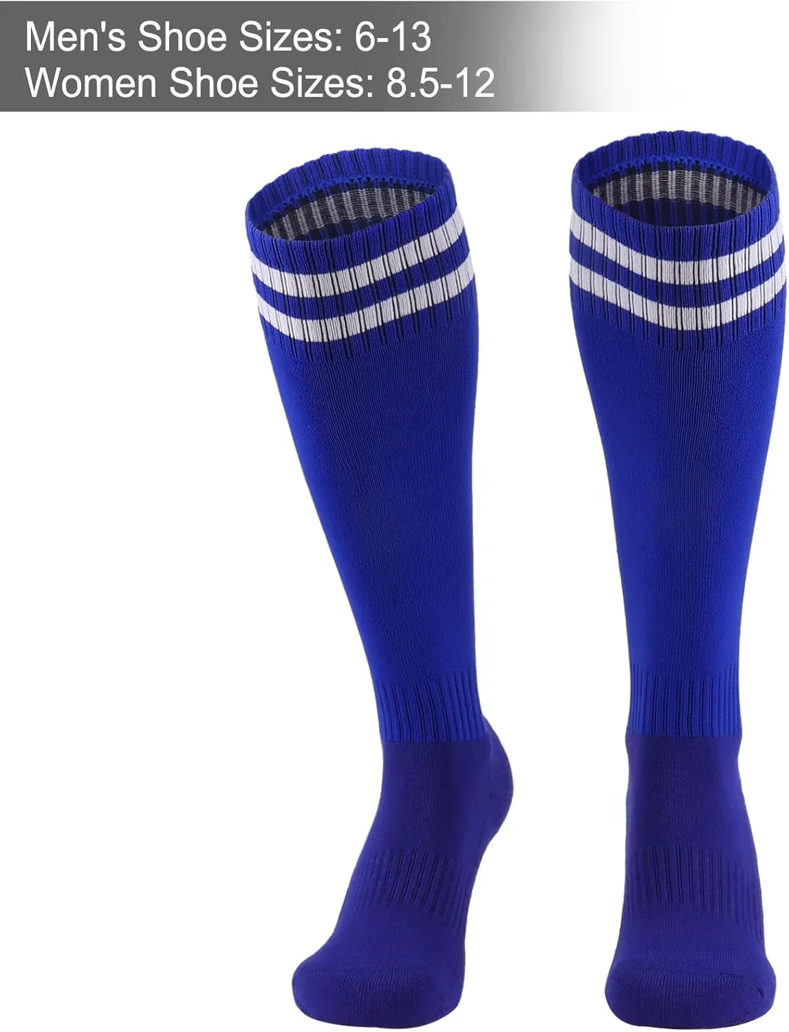 Elfcool 10 Pairs Soccer Socks Stripe Knee High Softball Baseball Team Sports Socks Breathable Football Socks for Men Women