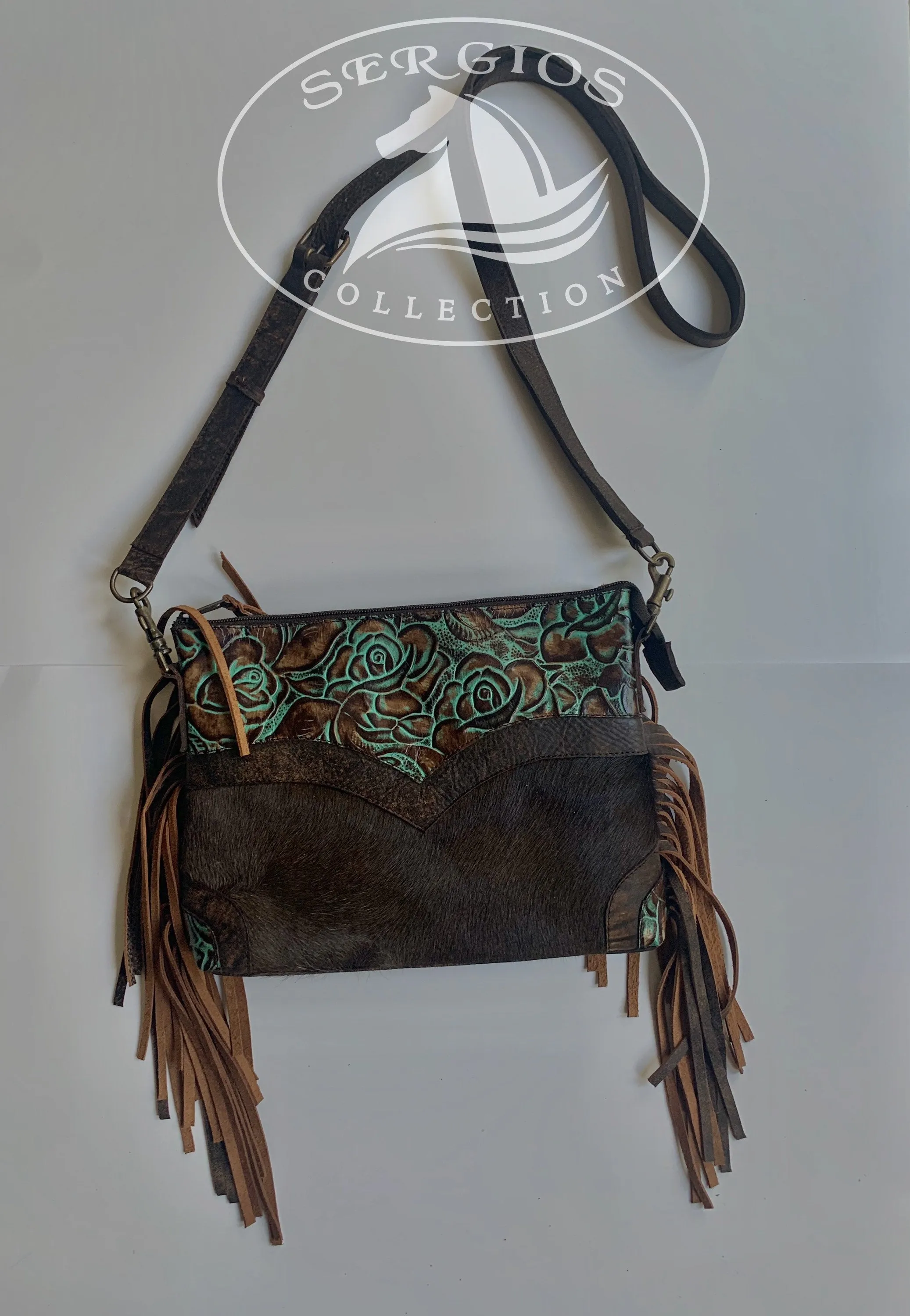 Embossed and Cowhide leather Crossbody/Hipster