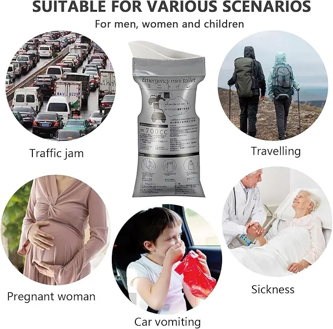 Emergency Portable Urine Bag, 12/24 PCS Travel Urinal Bag for Women/Men, 800ML Disposable Urine Bag Suitable Pee Bags for Travel for Camping, Traffic Jams, Pregnant Women, Children, Patients