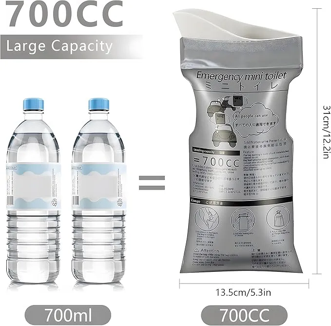 Emergency Portable Urine Bag, 12/24 PCS Travel Urinal Bag for Women/Men, 800ML Disposable Urine Bag Suitable Pee Bags for Travel for Camping, Traffic Jams, Pregnant Women, Children, Patients