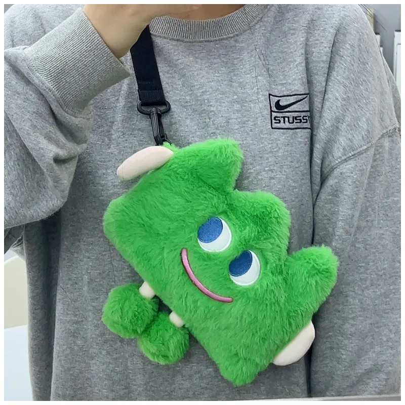 Emotional Straw Mobile Cute Plush Funny Expression Earphone Phone Bags