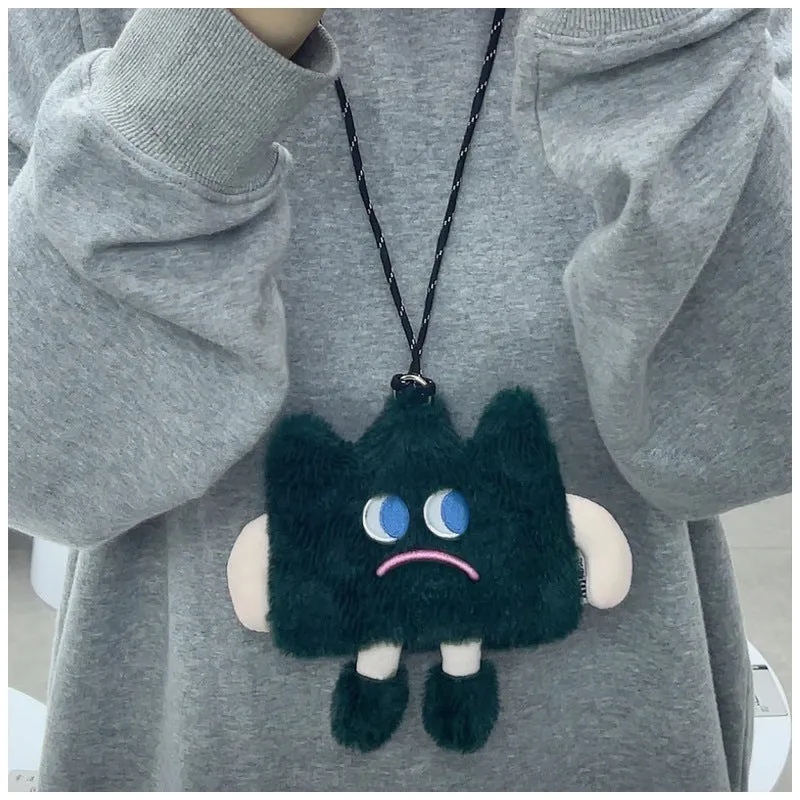 Emotional Straw Mobile Cute Plush Funny Expression Earphone Phone Bags