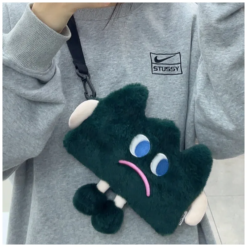 Emotional Straw Mobile Cute Plush Funny Expression Earphone Phone Bags