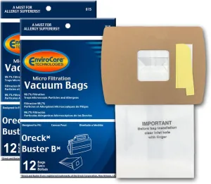 EnviroCare Replacement Micro Filtration Vacuum Cleaner Dust Bags made to fit Oreck Super-Deluxe Compact and Buster B Canisters 24 pack