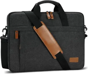 ESTARER Laptop Bag 15.6 Inch, Laptop Case for Men Water-resistant Canvas Computer Bag Fits Hp/Lenovo/Acer/Dell/Asus/MacBook, Dark Grey