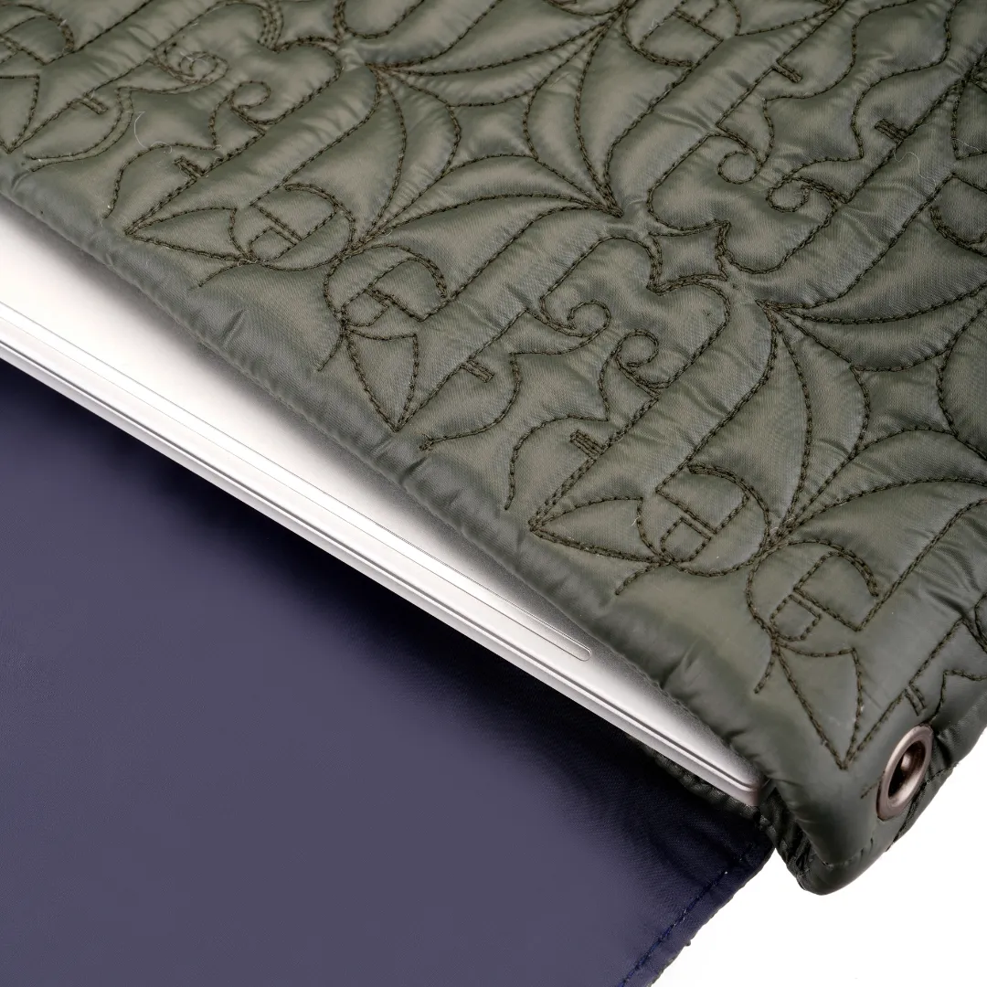 etc Quilted Laptop Sleeve Green