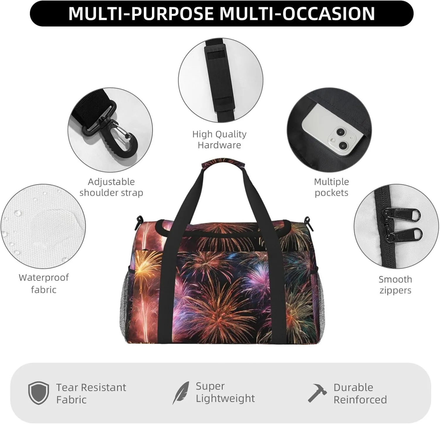 Explosion Firework 3d Durable Portable Crossbody Travel Bag, A Good Companion For Long-Distance Travel