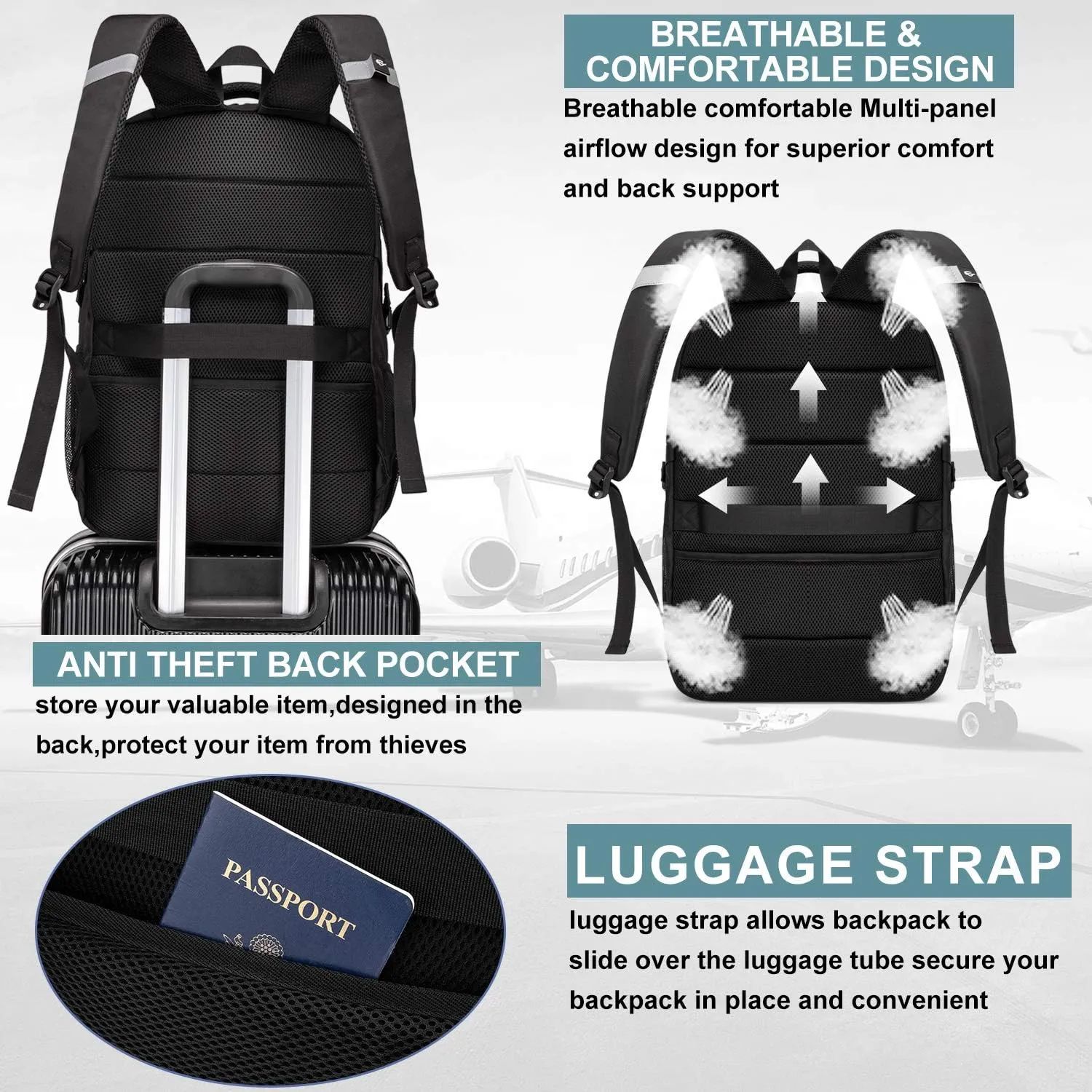 Extra Large Backpack for Men 50L,17inch Travel Backpack with USB Charging Port,TSA Big Business Anti Theft Durable Laptops Backpack,Water Resistant College Padded Computer Bag Gifts for Men Women,Grey
