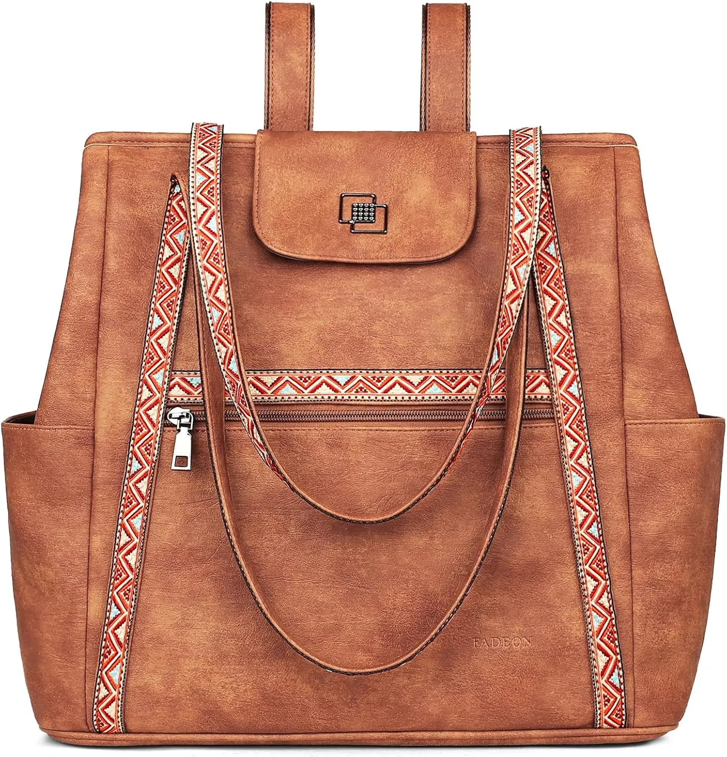 FADEON Large Laptop Tote Bag for Women Designer Leather Laptop Bag Fashion Travel Backpack Purse Shoulder Handbag