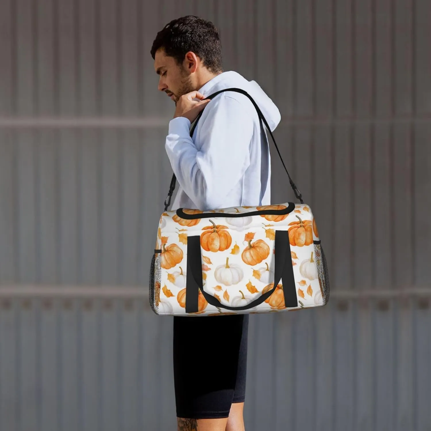 Fall Pumpkin Thanksgiving Travel Weekender Overnight Bags Foldable Hand Travel Bag Sport Gym Duffel Bag For Men Women