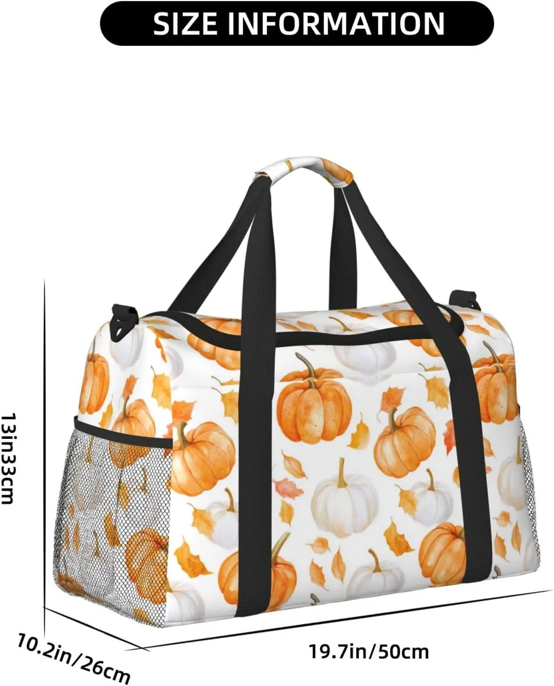 Fall Pumpkin Thanksgiving Travel Weekender Overnight Bags Foldable Hand Travel Bag Sport Gym Duffel Bag For Men Women