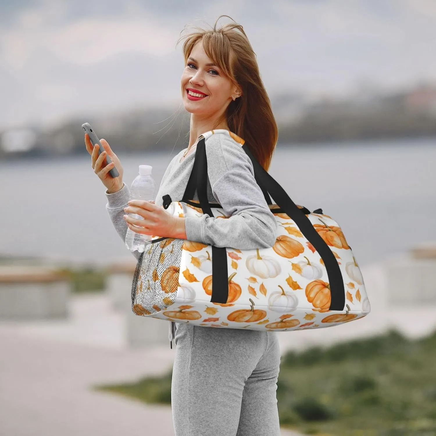 Fall Pumpkin Thanksgiving Travel Weekender Overnight Bags Foldable Hand Travel Bag Sport Gym Duffel Bag For Men Women